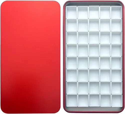 Miniatura 29 de Estuche de lata de paleta de acuarela con 40 piezas de sartenes vacías de plástico blanco con cuadrados magnéticos para transportar - Paleta