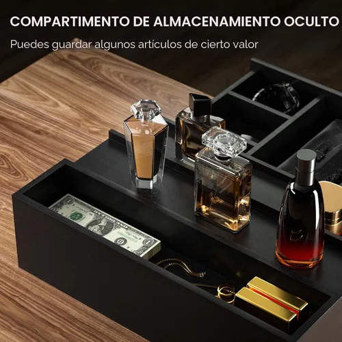 Miniatura 3 de Sephyroth Organizador de colonia para hombre, 3 niveles, estante elevado de exhibición de colonia con cajón, organización de perfumes y elevadores
