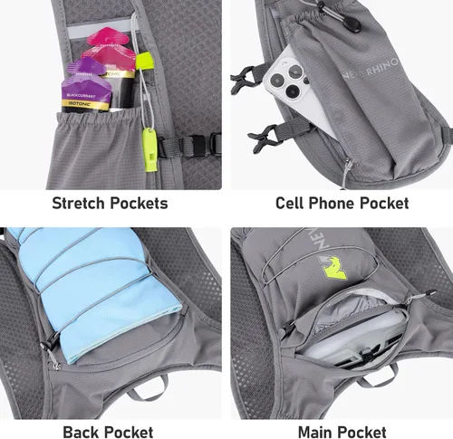Miniatura 7 de Chaleco de hidratación para correr para mujeres y hombres, chaleco de agua mochila de 5 litros, mochila ligera de hidratación para senderismo