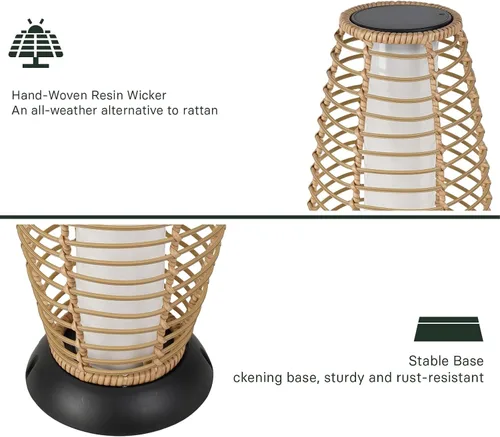 Miniatura 8 de Solar Yard Lámpara de pie para exteriores, luces de patio, farol con energía solar, resistente a la intemperie, luces de mimbre para terraza