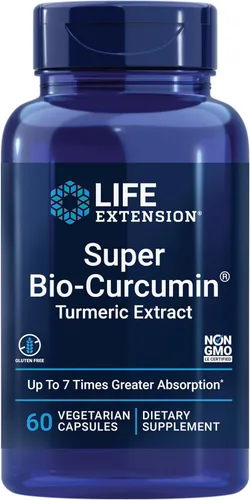 Life Extension Extracto de cúrcuma súper bio-curcumina, curcumina altamente absorbible para apoyo a la salud de todo el cuerpo, sin gluten, sin OMG,