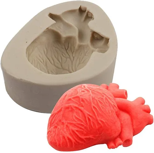 Miniatura 5 de WYD 2 piezas de molde de mousse de helado de corazón humano y cerebro 3D DIY Halloween órgano sorpresa molde de silicona para fondant de dulce