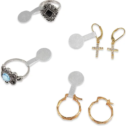 Miniatura 9 de CuteBox - Etiquetas de reparación de joyas, precio e identificación, 500 unidades, barra larga plateada Tyvek autoadhesiva para anillos, pulseras