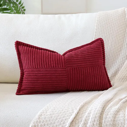 Miniatura 18 de OTOSTAR Fundas de almohada de pana a rayas con empalme, fundas de almohada bohemias súper suaves laterales decorativas con textura para sofá, cama