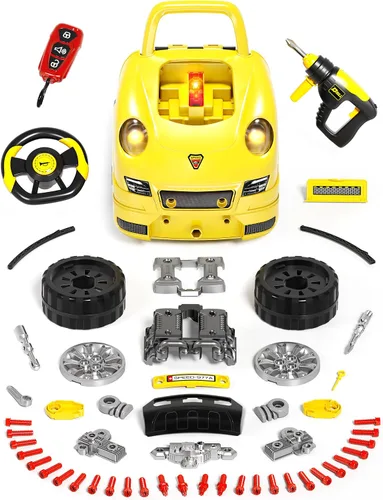 Miniatura 2 de Deejoy Kit de construcción de camiones grandes para niños pequeños de 3 a 5 años, juego de taller mecánico para niños con luz y sonido, motor