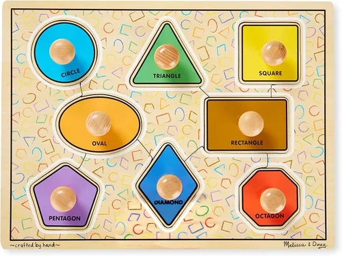 Miniatura 4 de Rompecabezas de formas grandes con asas grandes, de madera, Melissa & Doug (8 piezas)