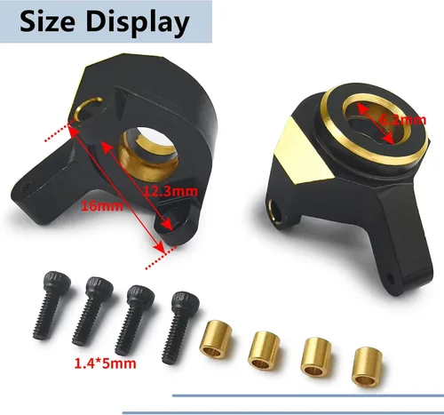 Miniatura 4 de MORLORDY 2 nudillos de dirección delantera de latón RC para 1/24 RC Crawler Car SCX24, accesorios de actualizaciones, color negro