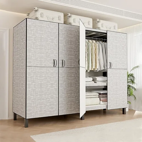 Miniatura 3 de Armario plegable portátil con ruedas, 2000 libras, perchero resistente con tapa, perchero de metal independiente para ropa, sistema