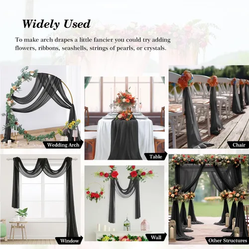 Miniatura 5 de 1 panel de cortina de telón de fondo transparente para arco de boda, cortina de arco para boda, recepción, decoración de fiesta de despedida