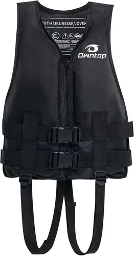 Miniatura 5 de Owntop Chaquetas de natación para niños y adultos de 50 a 125 libras de hebillas dobles, cremallera y correa de entrepierna, chaleco de esquí ligero