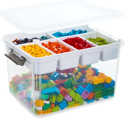 Miniatura 11 de Citylife Caja de almacenamiento de plástico de 17 QT con bandeja extraíble Organizadores y almacenamiento para manualidades Contenedor