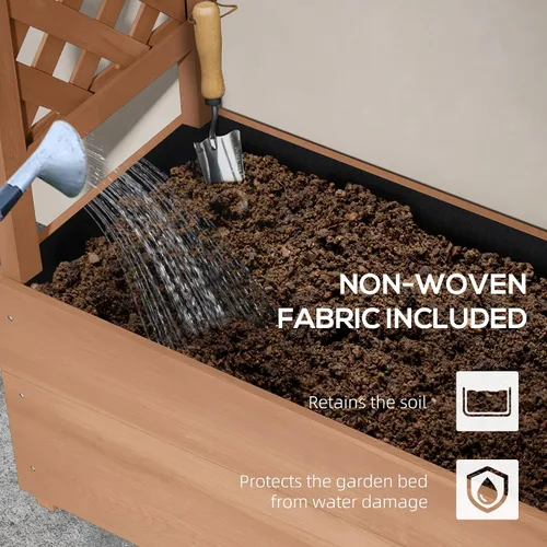 Miniatura 5 de Outsunny - Macetero de jardín elevado con enrejado arqueado para plantas trepadoras de enredadera, flores colgantes, macetero de madera