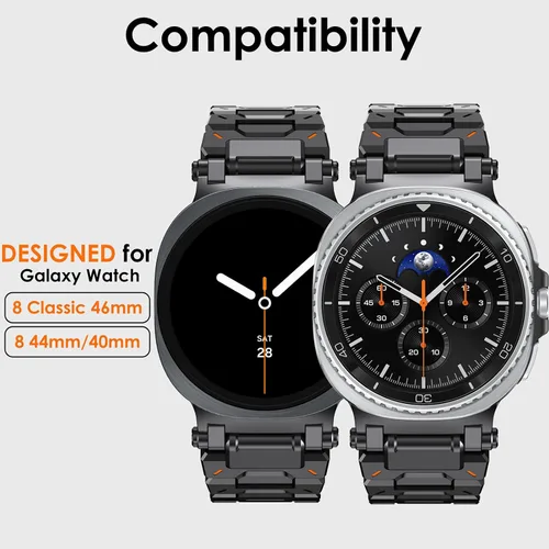 Miniatura 2 de WINGLE Compatible con Galaxy Watch 8/8 Classic Band para hombre, acero inoxidable, Samsung Galaxy Watch 8 Band de 1.732 in, 1.575 in, 1.811 in