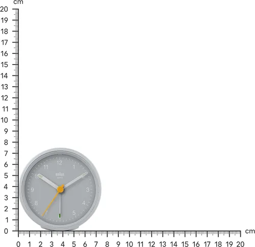 Miniatura 8 de Braun Classic - Reloj despertador analógico con repetición y luz, movimiento silencioso de cuarzo, alarma de pitido creciente en gris, modelo BC12G.