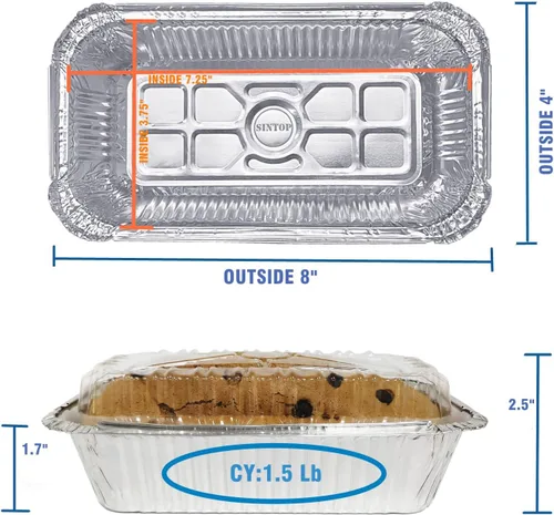 Miniatura 2 de Moldes de pan desechables de papel de aluminio Sartenes para pan de 1.5 libras con tapas Paquete de 50 Cajas de postre – Perfecto