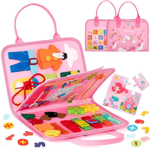 Miniatura 8 de hahaland Tabla de Actividades para Niños Pequeños y Niñas, Juguetes Montessori para Mayores de 3 Años, Actividades Educativas de Aprendizaje