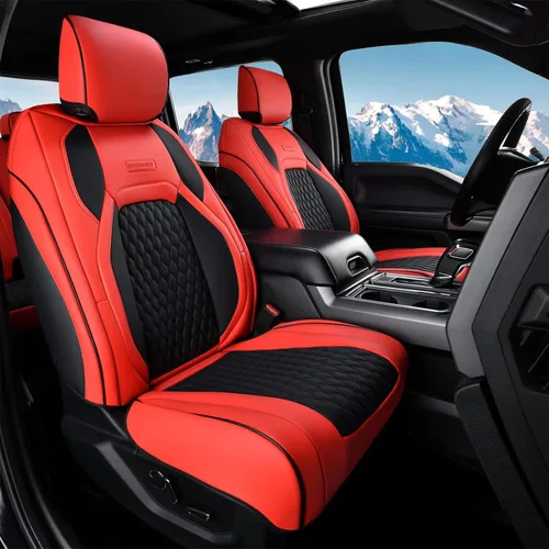 Miniatura 12 de Coverado Fundas de Asientos de Automóvil Juego Completo, Fundas de Asientos de Automóvil de Cuero Impermeables para Dodge RAM 1500 Compatible