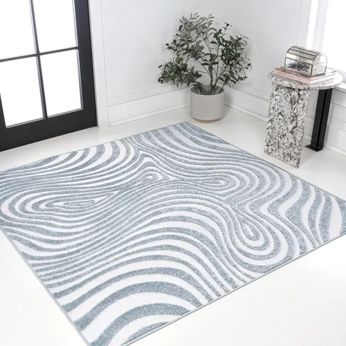 Miniatura 19 de Eyely NCS103F-28 Maribo High-Low Abstract Groovy Striped Black/White - Alfombra de pasillo de 2 x 8 pies, negro/blanco, 2 pies x 8 pies