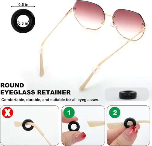 Miniatura 3 de 16 pares de agarraderas de silicona para las orejas, retenedores antideslizantes para gafas, gafas de sol y lentes de lectura, ajuste cómodo y seguro