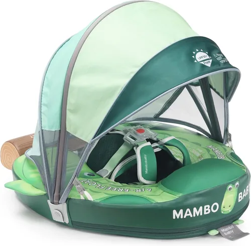 Mambobaby Flotador no inflable para bebé con toldo Upgarded Add Tail Flotador de natación para bebé con toldo solar UPF 50+, flotador de seguridad