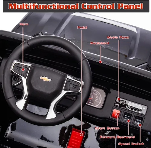 Miniatura 6 de 24V 4WD vehículo de juguete conducido, 2 plazas con licencia Chevrolet Silverado HD con control remoto, camión eléctrico para niños con batería