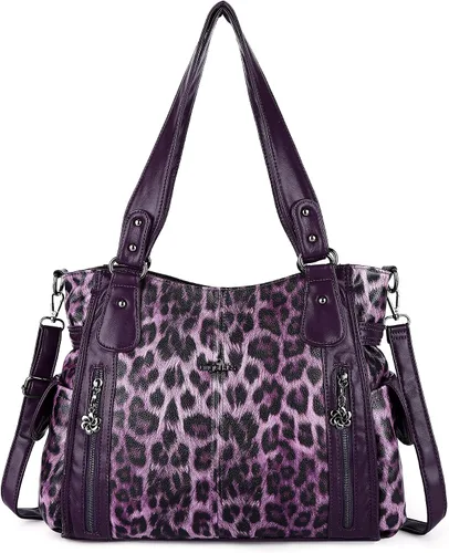 Miniatura 13 de Angel Kiss Bolsos para mujer con tiras en la parte superior, bolso estilo Hobo, bolsas de hombro espaciosas y casuales, cartera estilo Tote de PU