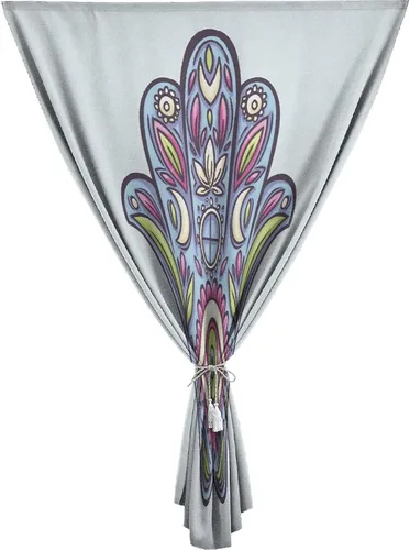 Miniatura 22 de XISUNYA Autohesion - Cortinas Hamsa, panel de cortina para ventana, cultura asiática oriental, esotérico, amuleto de buena suerte, estampado