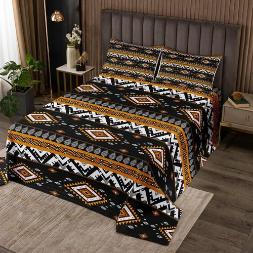 Miniatura 8 de Erosebridal Juego de edredón tribal bohemio azteca negro blanco étnico bohemio juego de colcha Queen Western Southwestern juego de ropa de cama