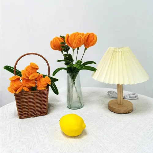 Miniatura 4 de Juego de 200 limpiapipas naranja verde oliva con alambres florales y cinta de jardinería, tallos de felpilla para hacer ramos de tulipanes, caqui