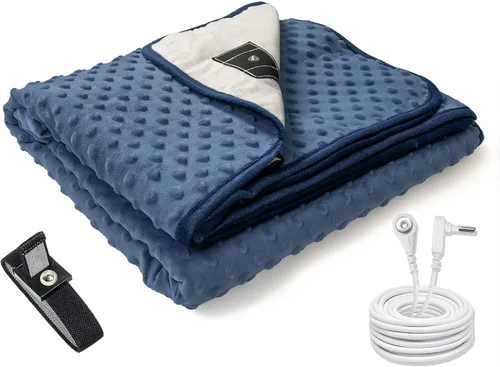 Miniatura 10 de Manta Grounding para aliviar el dolor y dormir más profundo, sábana de cama Earth Connect con fibra de plata, manta esponjosa, regalos para mujeres