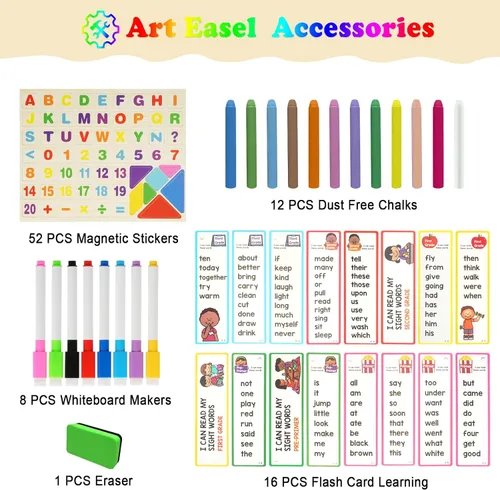 Miniatura 2 de Caballete de Arte de Madera de Doble Cara para Mesa de Niños - Pizarra y Pizarra Blanca para Pintar para Niños Pequeños, Caballete de Escritorio