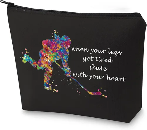 G2TUP Bolsa de cosméticos de hockey sobre hielo, estuche de maquillaje para jugadores de hockey, regalo para niñas cuando tus piernas se cansan