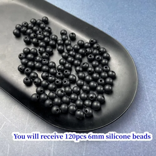 Miniatura 2 de Abalorios de silicona, 120 piezas de 6 mm abalorios redondos de silicona para hacer llaveros, pulseras, collares, aretes, joyas, manualidades DIY