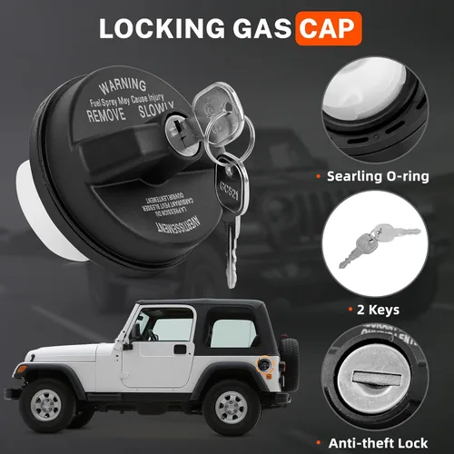 Miniatura 3 de Tapón de gasolina con bloqueo de depósito de combustible para automóvil con llaves 05278655AB apto para Jeep Dodge Chrysler DODGE RAM Wrangler