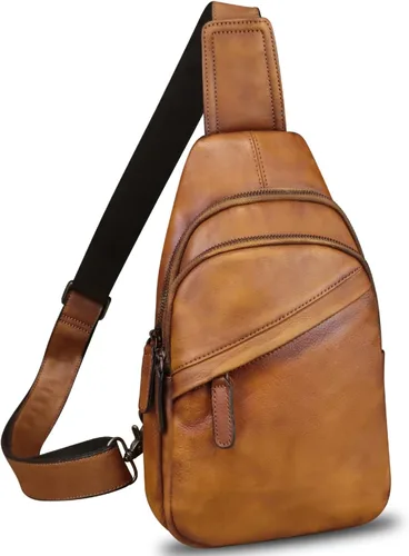 Bolso de cuero genuino para hombres y mujeres, mochila de cuero vintage, bolso cruzado de hombro a la moda