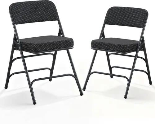 Miniatura 7 de BOOSDEN Juego de 2 sillas plegables, sillas plegables de metal resistente con asientos de tela acolchados, respaldo grande, silla plegable