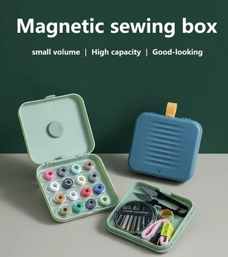 Miniatura 2 de Kit de costura pequeño de viaje, Mini kits de costura con caja de almacenamiento, regalos para adultos, principiantes, fácil de bordar con hilo