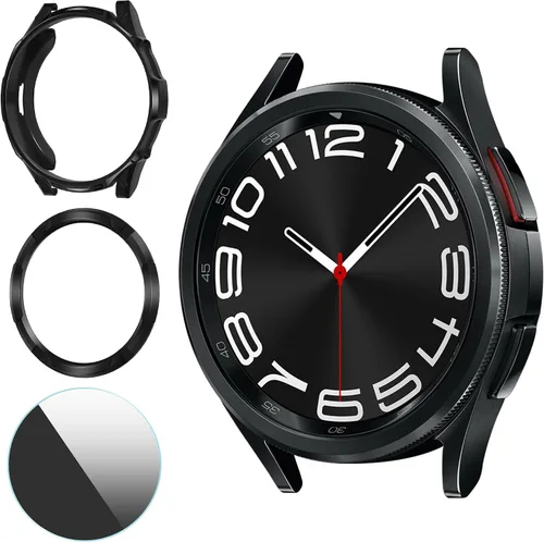 Miniatura 8 de Suoman Funda 3 en 1 para Samsung Galaxy Watch 6 Classic de 1.850 in, protector de pantalla de vidrio templado HD, cubierta protectora completa