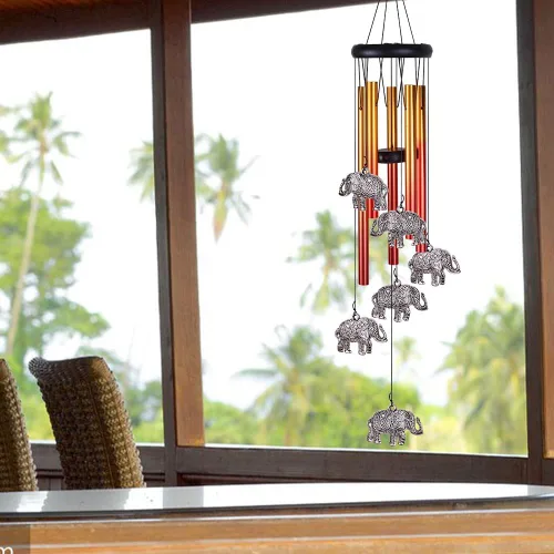 Miniatura 7 de Campanillas de viento de elefante para decoración exterior/interior - Móvil romántico atrapavientos completamente hecho a mano, campanillas