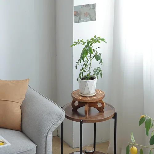 Miniatura 5 de Soporte Decorativo de Esquina para Plantas, Soportes de Madera para Plantas de Interior, Soporte para Plantas con Altura, Soportes Redondos