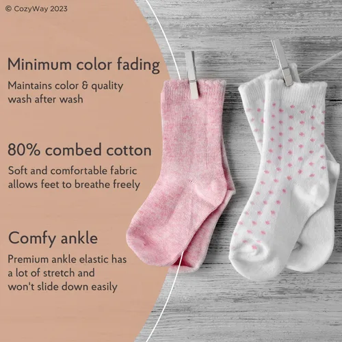 Miniatura 2 de CozyWay Baby Anti Slip Crew Socks 6 Pairs with Grips for Toddlers Little Boys Girls Infants Kids Non Skid