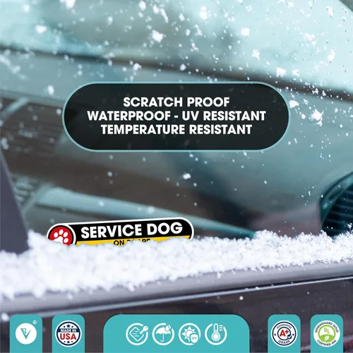 Miniatura 4 de Pegatina pequeña para automóviles de servicio perro a bordo Señal de seguridad de perro de servicio en el automóvil Paquete de 2 calcomanías