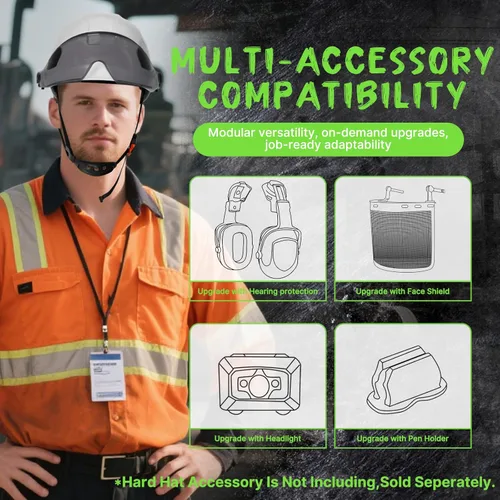 Miniatura 6 de AOLAMEGS Casco de seguridad de construcción – Casco de seguridad aprobado por ANSI Z89.1 con visera y 50 calcomanías para casco duro deslizante Un