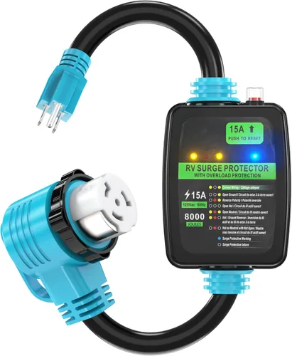 Miniatura 7 de CircleCord Cable adaptador de caravana de 50 Amp a 15 Amp, macho 5-15P a hembra 14-50R de alimentación eléctrica Dogbone, STW resistente de calibre
