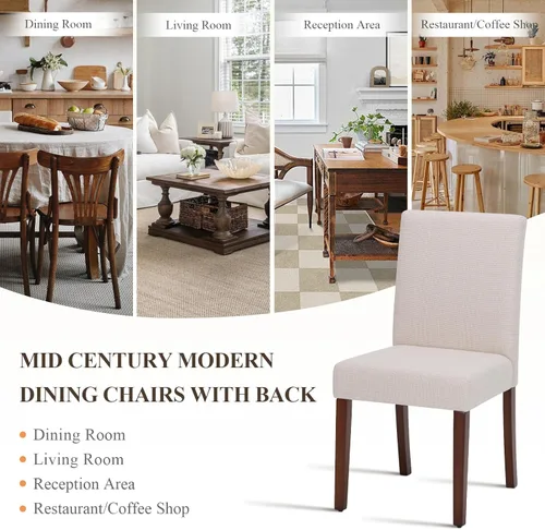 Miniatura 7 de MALOL Upholstered Dining Chairs Set of 2, Fabric Dining Room Chairs, Modern Wooden Dining Chair, Kitchen Side Chairs, Farmhouse Dinner Chair with