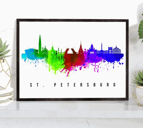 Miniatura 26 de Póster de Kazan Skyline Russia, pintura de paisaje urbano de Kazán, póster de Rusia, impresión de paisaje urbano de Kazán y monumentos, arte