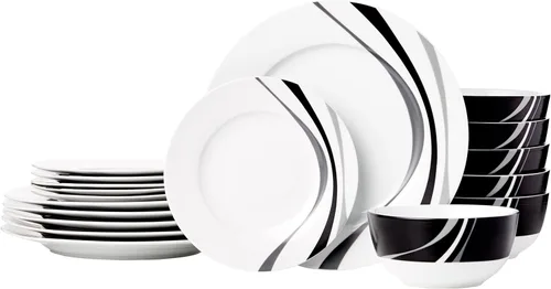 Miniatura 8 de Amazon Basics Juego de vajilla, Apto para microondas y lavavajillas, Servicio para 6, Cocina completa de 18 piezas, Platos, fuentes, cuencos, ramas