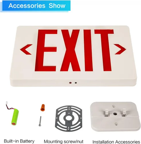 Miniatura 3 de Paquete de 6 luces LED de salida de letras rojas con luces de emergencia, certificación UL, doble cara, dos luces LED de salida de emergencia