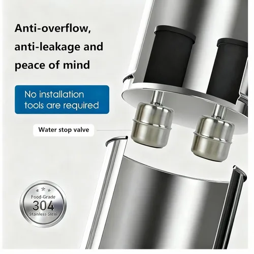 Miniatura 2 de Sistema de filtro de agua por gravedad de ultrafiltración de 2.25 G - Sistema de encimera de acero inoxidable 304 con mango, 2 válvulas de cierre, 4