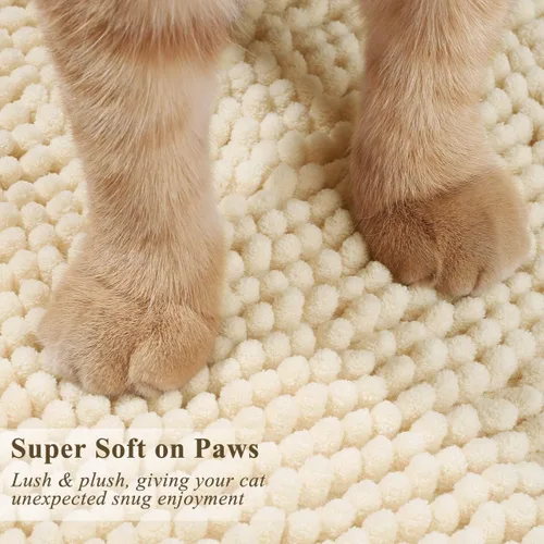 Miniatura 3 de VIVAGLORY Tapete de arena para gatos, agarre suave, tapete para atrapar arena, alfombra fangosa para interiores y pisos, lavable a máquina, fácil